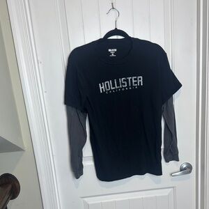Hollister Black and Gray Long Sleeve Tee